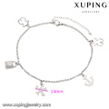 74510-xuping moda joyería india acero amor moda anklet, color plata diseño anklet